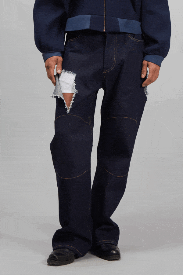 BOXER PANTS DENIM RAW BLUE