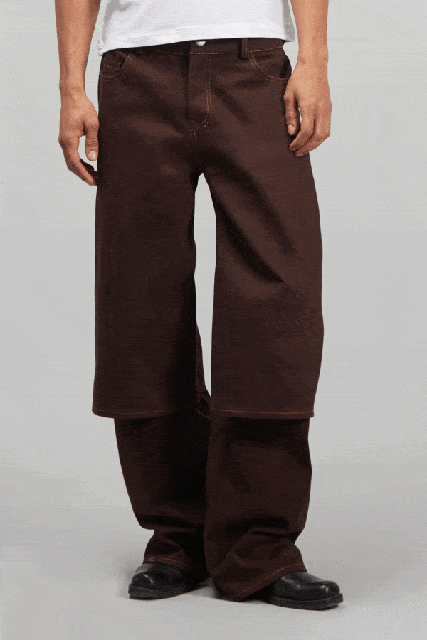 DOUBLE PANTS DENIM BROWN