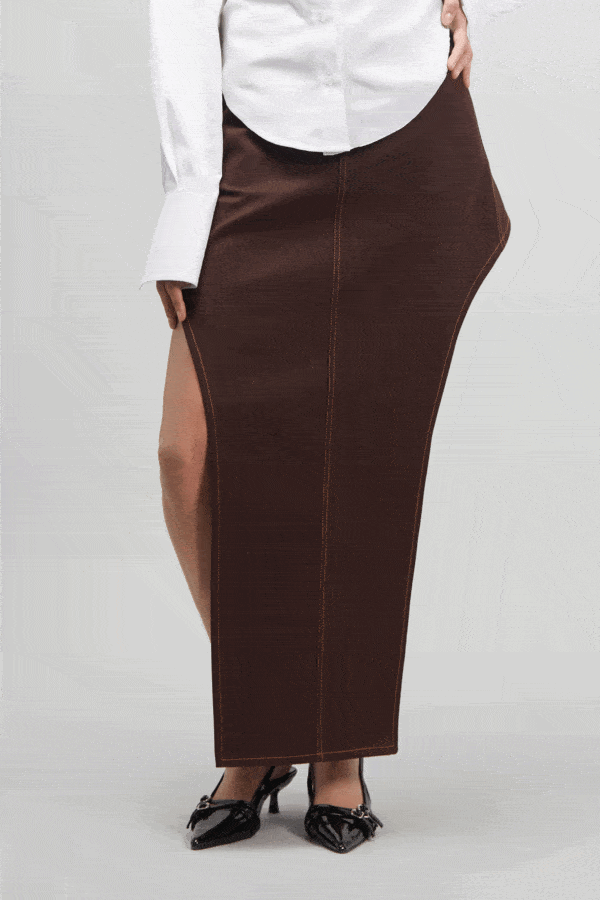 FRONT SKIRT DENIM BROWN