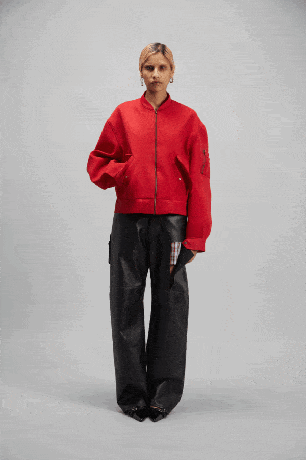 RIB BOMBER JACKET RED - Image 2