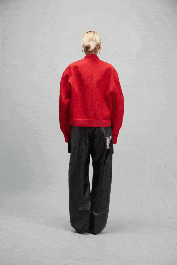 RIB BOMBER JACKET RED - Image 6