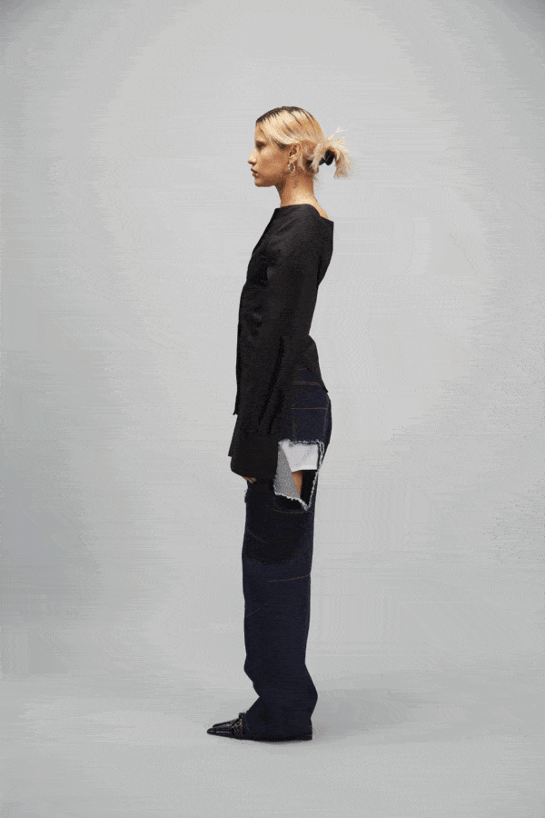 COLLARLESS FITTED SHIRT BLACK - Image 2