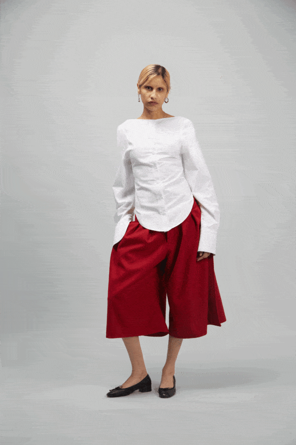 PLEATED BERMUDAS CRIMSON RED - Image 2