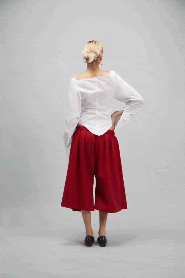 PLEATED BERMUDAS CRIMSON RED - Image 4