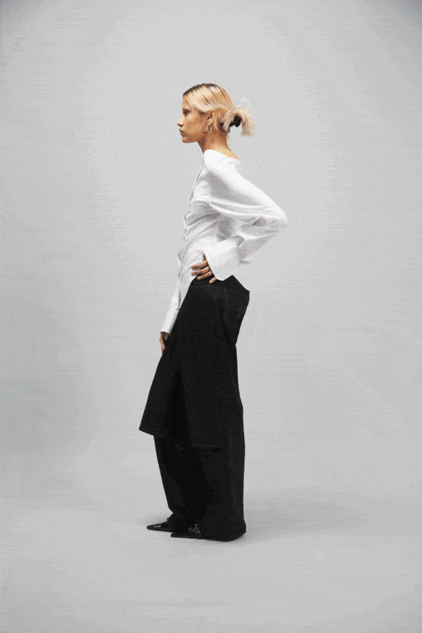 COLLARLESS FITTED SHIRT WHITE - Image 2