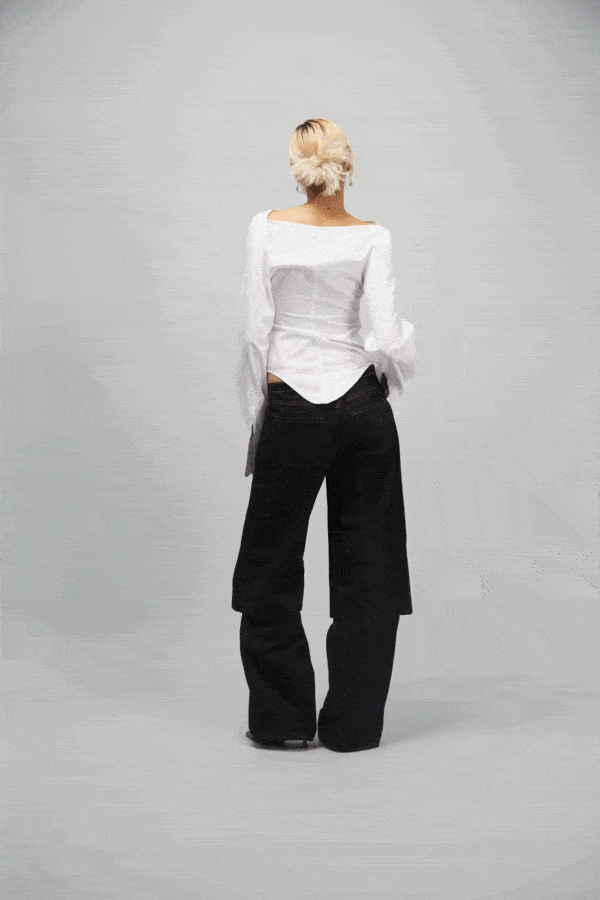 COLLARLESS FITTED SHIRT WHITE - Image 3