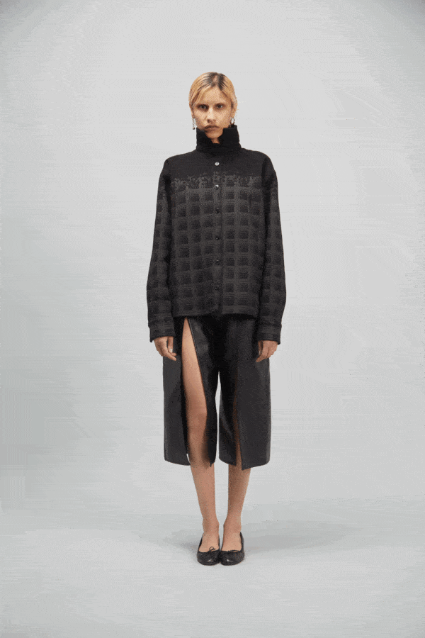 CHECKED OVERSHIRT JACKET BLACK - Image 2