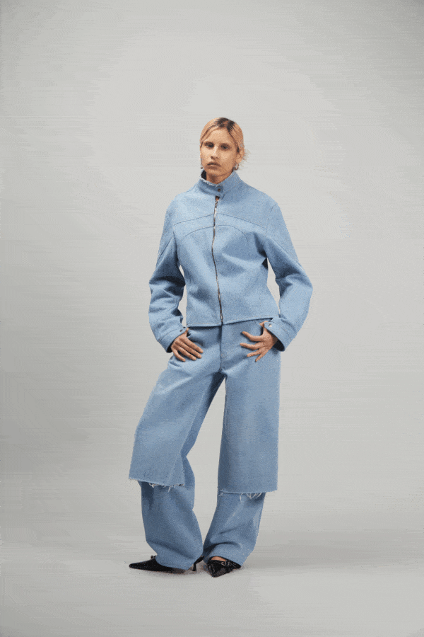 BIKER JACKET DENIM LIGHT BLUE - Image 2