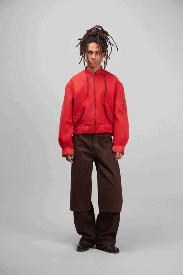 RIB BOMBER JACKET RED