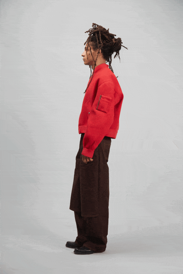 RIB BOMBER JACKET RED - Image 3
