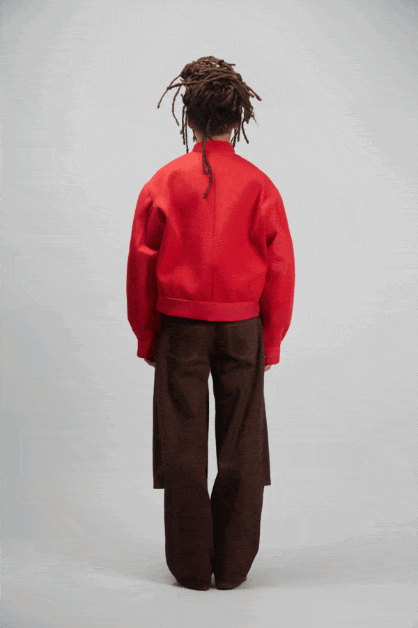 RIB BOMBER JACKET RED - Image 5